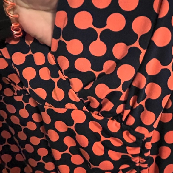 Womens Coral and Navy Blue side since dress. Stretch fir lined size 16W - Picture 2 of 3